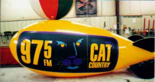 Custom balloons and blimps - 20ft. blimp with Cat Country logo